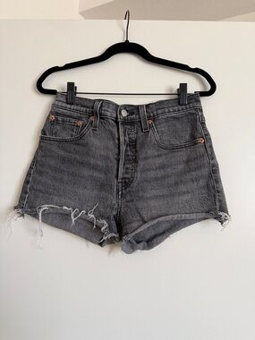 Levi's Black Washed Denim Cutoff Shorts (2” Inseam)